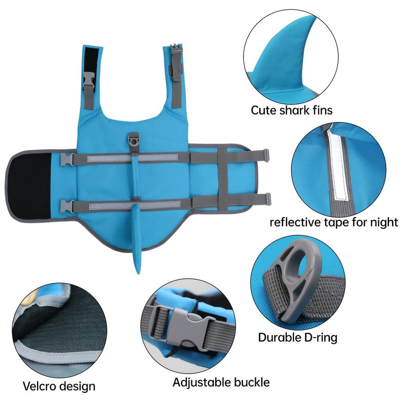 Dog Life Jacket Flag Mermaid Reflective Adjustable Floatation Vest With Safety Handle Tear Resistant For Kayaking Beach Pool Training Medium - Image 3