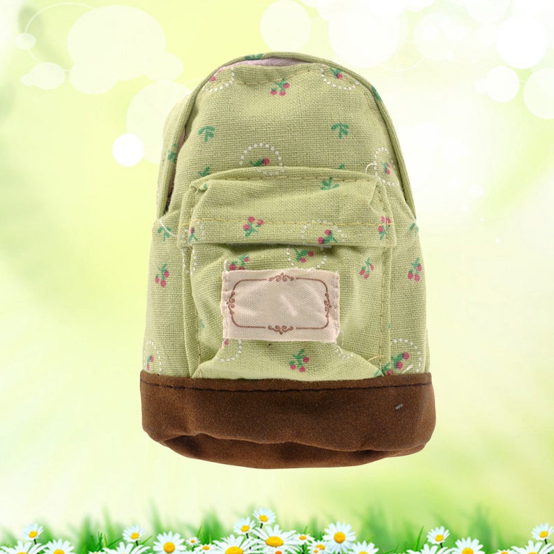 2pcs Mini Backpack Flower Bag Wallet Hand Pouch Purse Key Chain Keyring (Green) - Image 4
