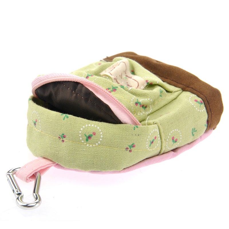 2pcs Mini Backpack Flower Bag Wallet Hand Pouch Purse Key Chain Keyring (Green) - Image 1