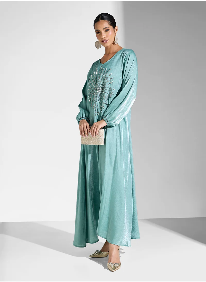 هيا كلوزيت Embellished Belted Jalabiya