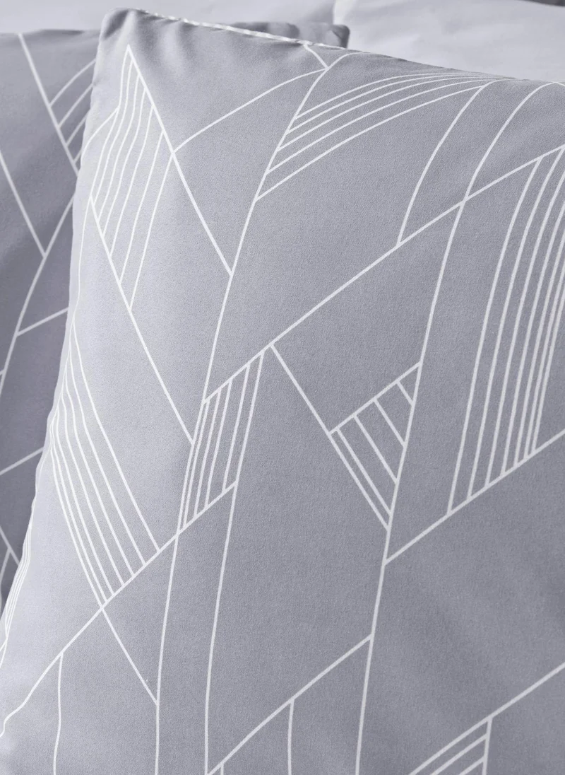 ماتلان طقم لحاف رمادي بنقشة شيفرون