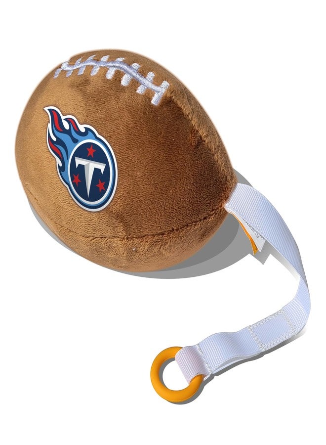 Smilo Tennessee Titans Plush Football Pacifier Holder by Smilo - Officially Licensed NFL Soother Holder - Soft Plush Toy and Dummy Holder - Fits Any Pacifier - Stroller Accessory & Newborn Essential - Image 1