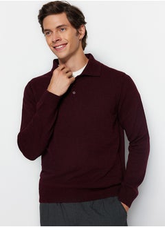 Claret Red Slim Fit Polo Neck Buttoned Smart Knitwear Sweater TMNAW23KZ00238 - pzsku/ZA5946F68649D089B96DEZ/45/_/1730940990/9ade1d2f-ec63-4974-b425-8394f002416b