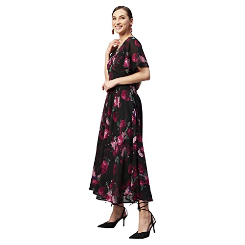 rare Women's Georgette Fit and Flare Maxi Dress (EP6006_Black_S) - Image 2