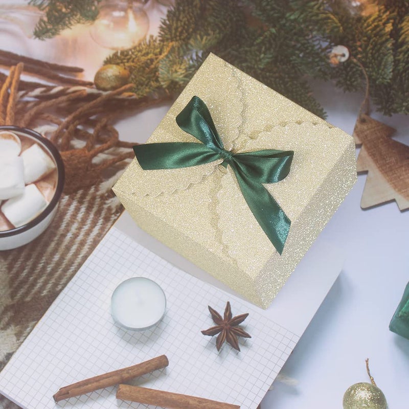 WEWILUCK Small Gift Boxes for Presents, Gold Glitter Christmas Gift Boxes Bulk for Women, Man, Empty Square Gift Box for Gifts Widely Used in Various Occasions(4.75â€ x 4.75â€ x 3.53â€) - Image 5