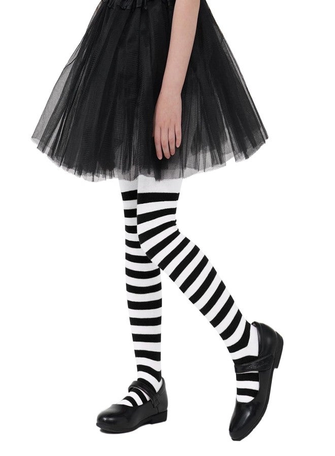 Zando Toddler Black and White Striped Tights 2T 3T 4T Baby Girl 18-24 Months Newborn Leggings Winter Warm Knit Pantyhose Cotton for Little Girls Toddlers Infants 2-4T - Image 1