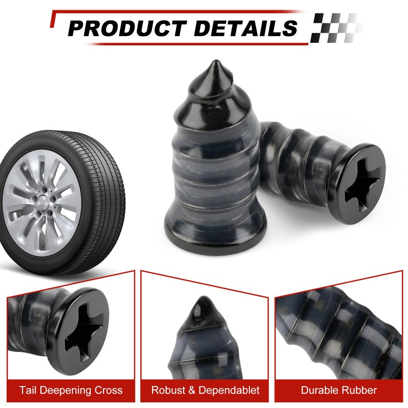 Rindion 30PCS Tire Repair Rubber Nail Kit, Self-Service Tire Repair Screws with 2 Sizes, Screw in Tire Plugs with Screwdriver, Tire Plugs Screw Type for Car, Truck, Motorcycle, Tractor - Image 3