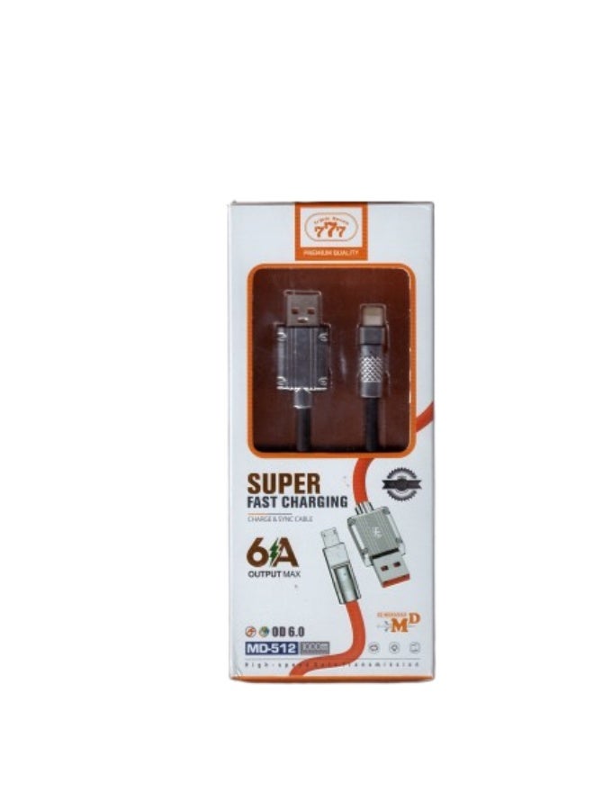 777 iPhone Lightning Fast Charging Cable - 6A - Premium Metal Design - Image 1