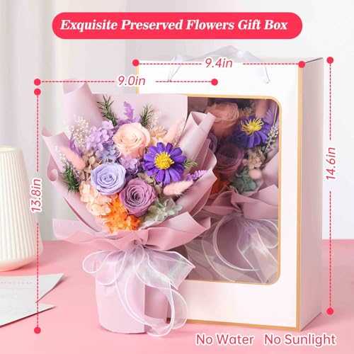 Jtoder Forever Flowers for Delivery, Preserved Flower Bouquets, Long Lasting Purple Roses, Gifts Bouquet for Mother Wife Girlfriend on Festivals Birthday Anniversary - Image 3