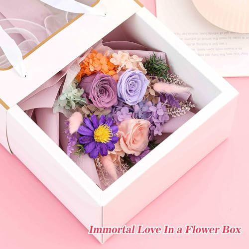 Jtoder Forever Flowers for Delivery, Preserved Flower Bouquets, Long Lasting Purple Roses, Gifts Bouquet for Mother Wife Girlfriend on Festivals Birthday Anniversary - Image 5