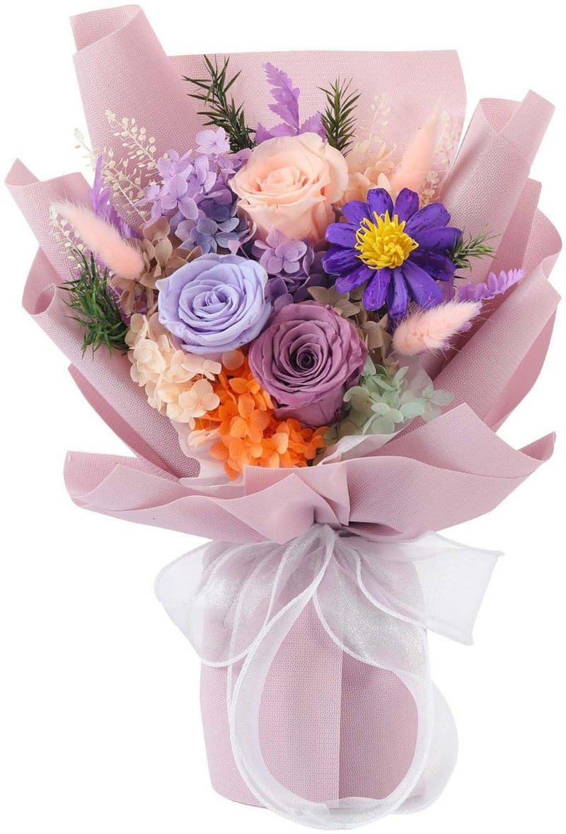 Jtoder Forever Flowers for Delivery, Preserved Flower Bouquets, Long Lasting Purple Roses, Gifts Bouquet for Mother Wife Girlfriend on Festivals Birthday Anniversary - Image 1