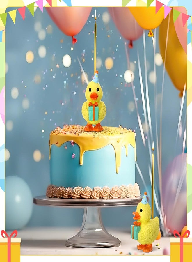 GGSTDDUP Little Yellow Duck Cake Candle Holders, 3.15 Inch Cute Cake Topper Stand Candlestick, Mini Resin Duck Birthday Party Supplies for Baby Shower Birthday Party Celebration - Image 4