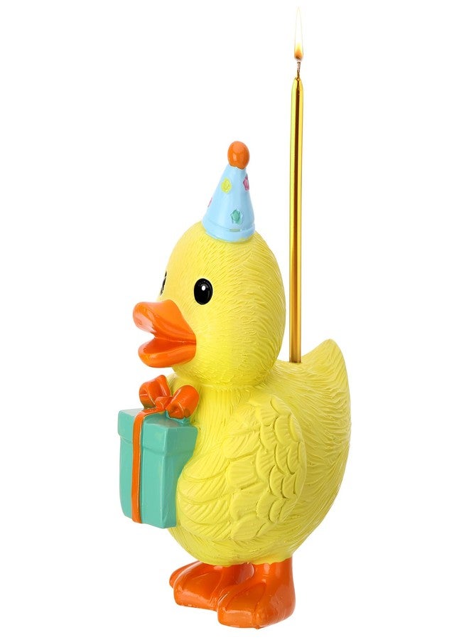 GGSTDDUP Little Yellow Duck Cake Candle Holders, 3.15 Inch Cute Cake Topper Stand Candlestick, Mini Resin Duck Birthday Party Supplies for Baby Shower Birthday Party Celebration - Image 1