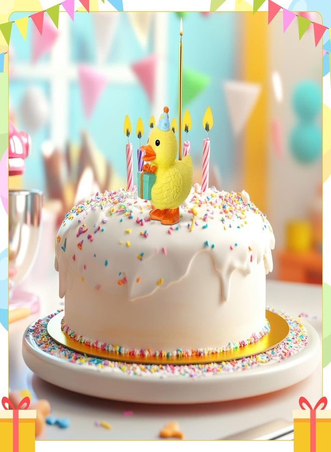 GGSTDDUP Little Yellow Duck Cake Candle Holders, 3.15 Inch Cute Cake Topper Stand Candlestick, Mini Resin Duck Birthday Party Supplies for Baby Shower Birthday Party Celebration - Image 3