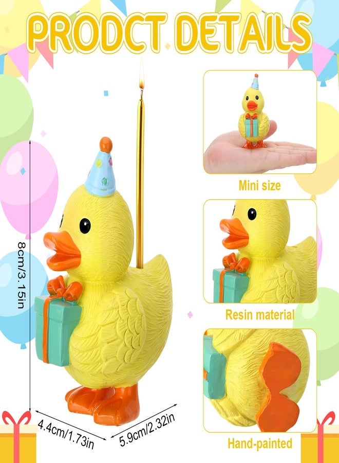 GGSTDDUP Little Yellow Duck Cake Candle Holders, 3.15 Inch Cute Cake Topper Stand Candlestick, Mini Resin Duck Birthday Party Supplies for Baby Shower Birthday Party Celebration - Image 2