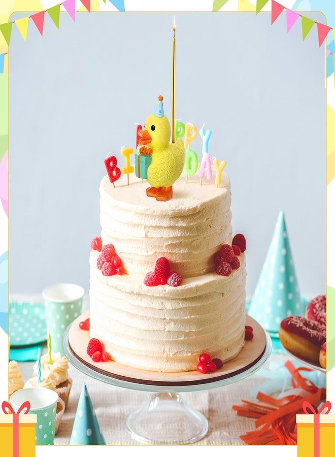 GGSTDDUP Little Yellow Duck Cake Candle Holders, 3.15 Inch Cute Cake Topper Stand Candlestick, Mini Resin Duck Birthday Party Supplies for Baby Shower Birthday Party Celebration - Image 5