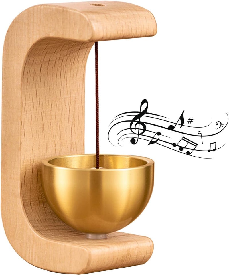 Sajani Beech Wooden Door Chime With Brass Bell, Dopamine Door Bell For Home, Self-Adhesive Magnetic Doorbell, Serene Acoustic For Home & Shop, Ideal Housewarming Gift (Wood Doorbell) - Image 1
