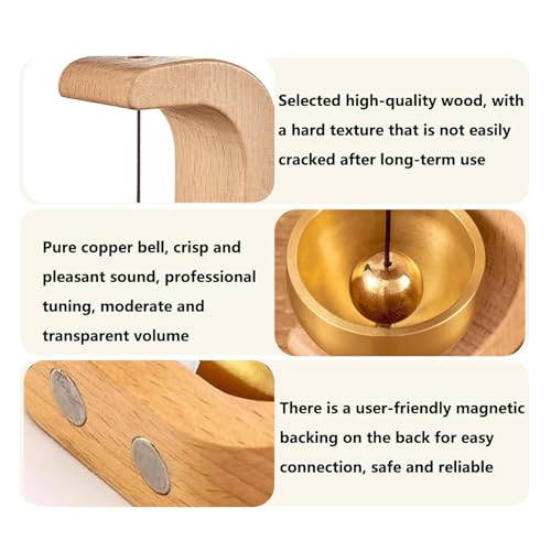 Sajani Beech Wooden Door Chime With Brass Bell, Dopamine Door Bell For Home, Self-Adhesive Magnetic Doorbell, Serene Acoustic For Home & Shop, Ideal Housewarming Gift (Wood Doorbell) - Image 3