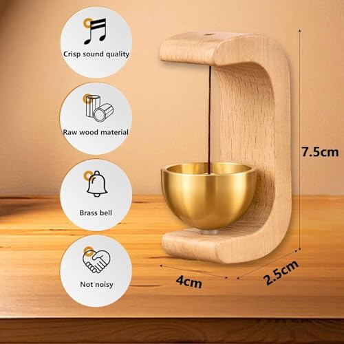 Sajani Beech Wooden Door Chime With Brass Bell, Dopamine Door Bell For Home, Self-Adhesive Magnetic Doorbell, Serene Acoustic For Home & Shop, Ideal Housewarming Gift (Wood Doorbell) - Image 2