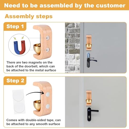 Sajani Beech Wooden Door Chime With Brass Bell, Dopamine Door Bell For Home, Self-Adhesive Magnetic Doorbell, Serene Acoustic For Home & Shop, Ideal Housewarming Gift (Wood Doorbell) - Image 5