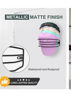 KASTWAVE Hat Organizer, Hat Rack for Baseball Caps, Hat Rack for Wall and Door, 3 Pack Metal Hat Hangers for Closet Cap Rack Wall Mount Ball Cap Holder for Bedroom Entryway Black  - Image 3