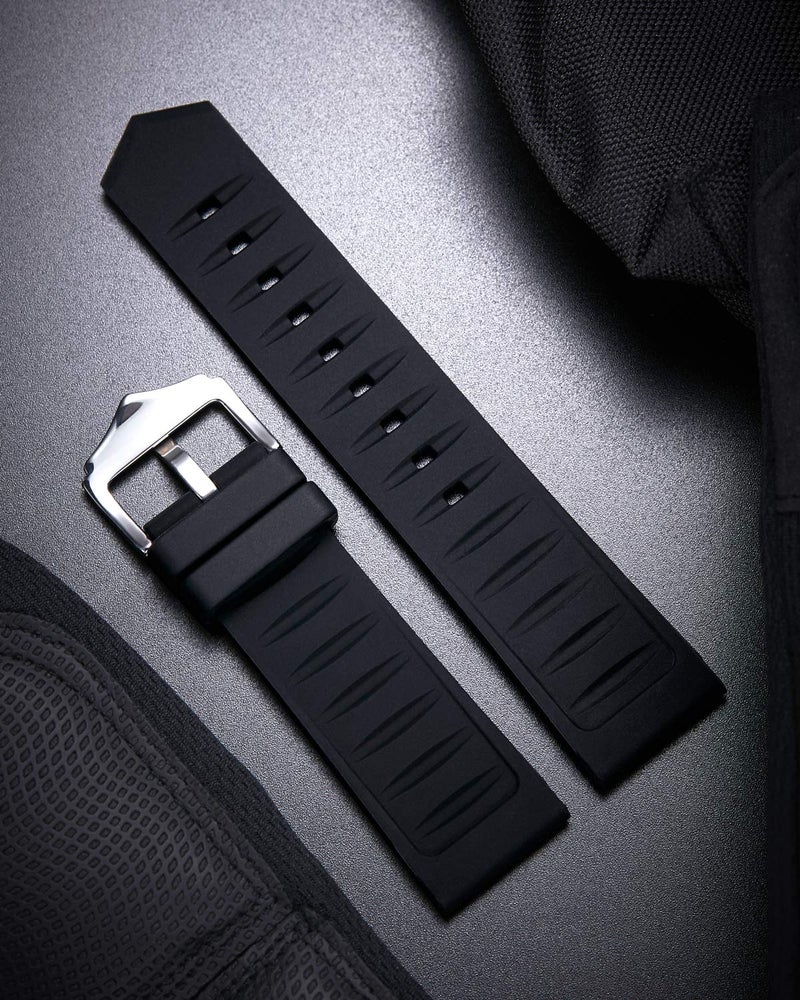 BINLUN Silicone Rubber Watch Band Smart Watch Replacement Strap Colors for Men Women(White, Red, Black, Blue, Orange,Grey,Green) Sizes(12mm,14mm,16mm,18mm,19mm,20mm,21mm,22mm,23mm,24mm,26mm,28mm) - Image 3