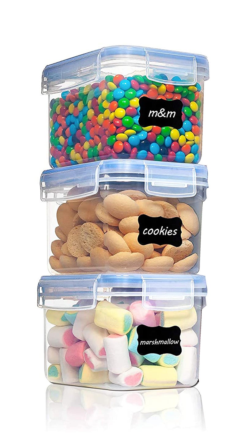 Diablos Airtight Kitchen Storage Containers Set of 3-500ml, Plastic Fridge Storage Container with Lock & Seal Lid, Blue - Image 1