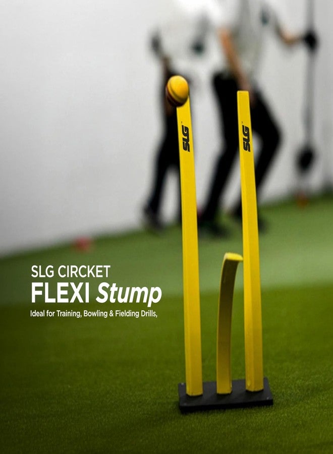 SLG Flexible Cricket Triple Stump with Base | Durable Plastic Wickets for Bowling, Fielding & Cricket Practice Training - Image 3