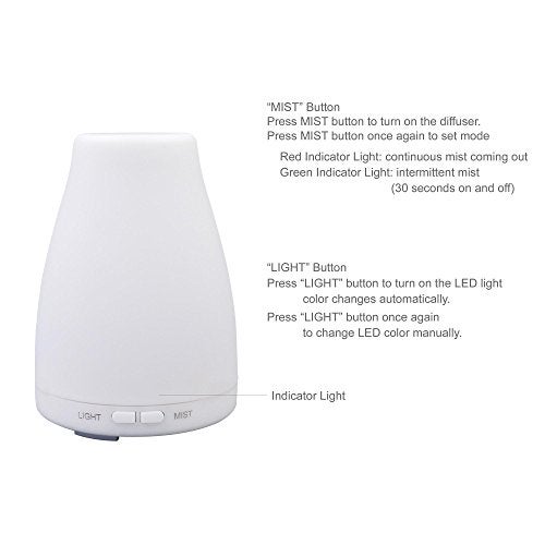 EcoGecko Aromatherapy Essential Oil Diffuser, Aroma Oil Diffuser Cool Mist Humidifier with Timer, 7 Color LED Lights, Auto Shut-Off for Home Bedroom Office - Image 3