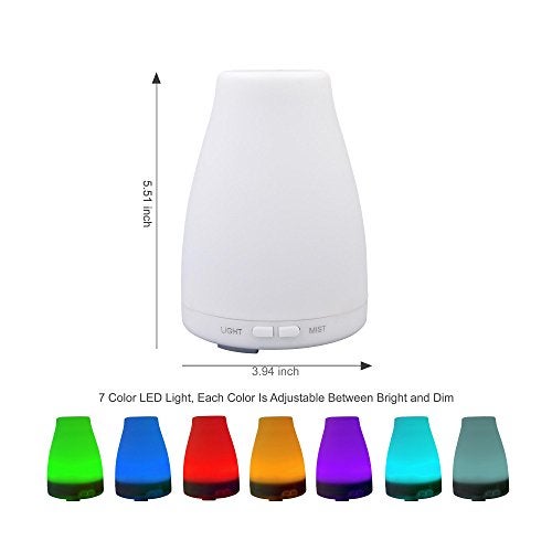 EcoGecko Aromatherapy Essential Oil Diffuser, Aroma Oil Diffuser Cool Mist Humidifier with Timer, 7 Color LED Lights, Auto Shut-Off for Home Bedroom Office - Image 4