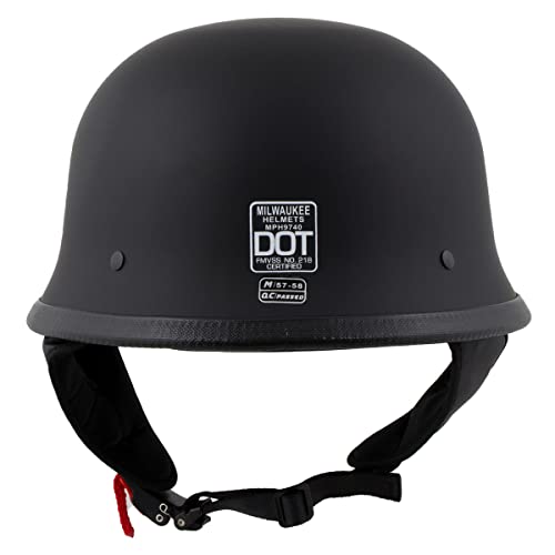 Milwaukee Helmets MPH9740DOT 'Motorrad' DOT German Style Matte Black Half Face Motorcycle Helmet for Men and Women Biker - Medium - Image 2