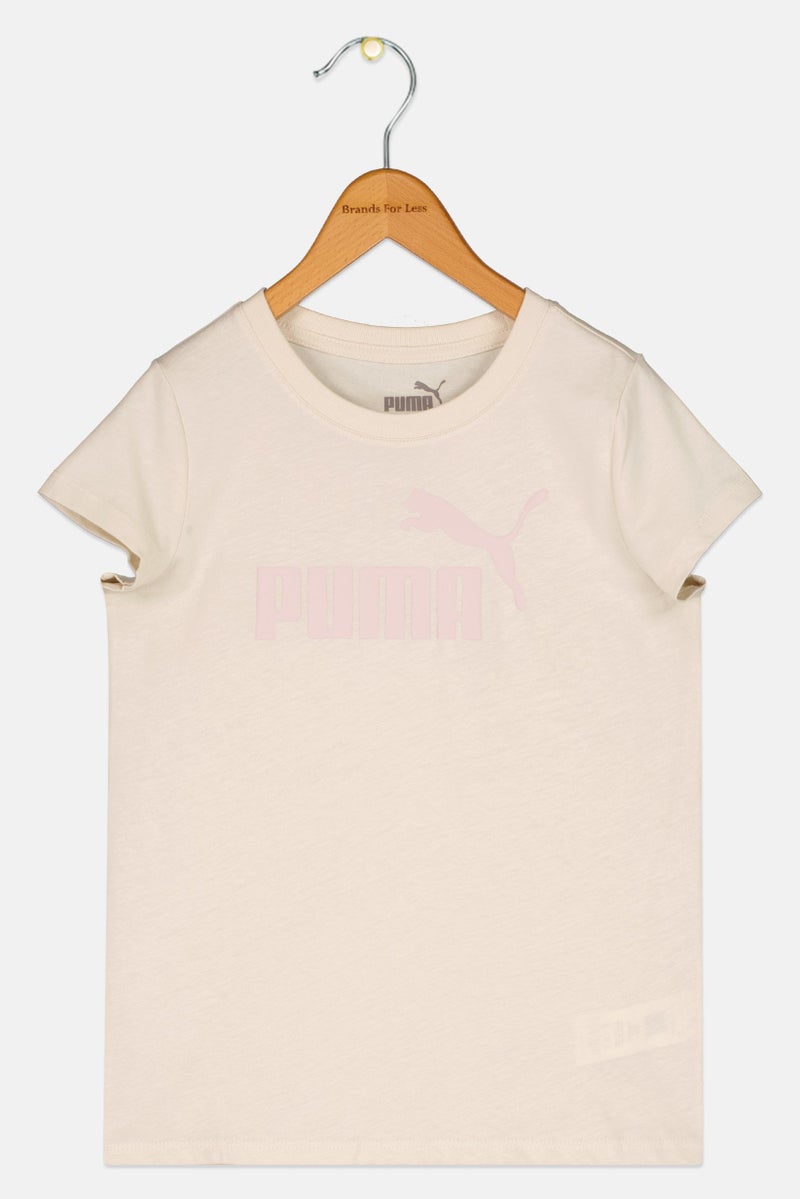 PUMA Kids Girl Sportswear Fit Short Sleeve Outdoor T-Shirt, Beige - Image 2
