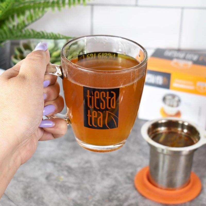 Tiesta Tea سلة تصفية الشاي المصنوعة من الفولاذ المقاوم للصدأ من برو باسكت للشاي السائب، مصفاة شبكية قابلة لإعادة الاستخدام للمشروبات الساخنة والباردة، جهاز تخمير الشاي السائب، موزع شاي لكوب واحد، يحمل 5 أونصات - Image 3