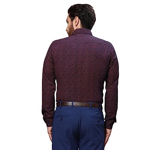 Raymond Men's Slim Fit Cotton Regular Collar Print Pattern Button Closure Full Sleeve Dark Blue Casual Shirt - Image 4