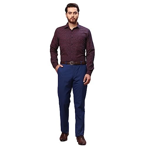 Raymond Men's Slim Fit Cotton Regular Collar Print Pattern Button Closure Full Sleeve Dark Blue Casual Shirt - Image 5