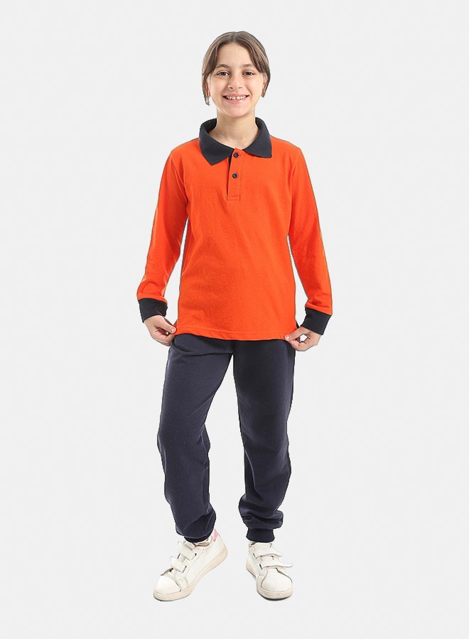 Red Circle Long Sleeve Polo Set & Pants Kids Unisex - Image 2