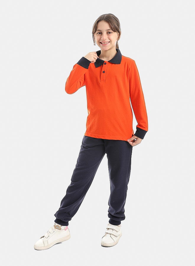 Red Circle Long Sleeve Polo Set & Pants Kids Unisex - Image 4