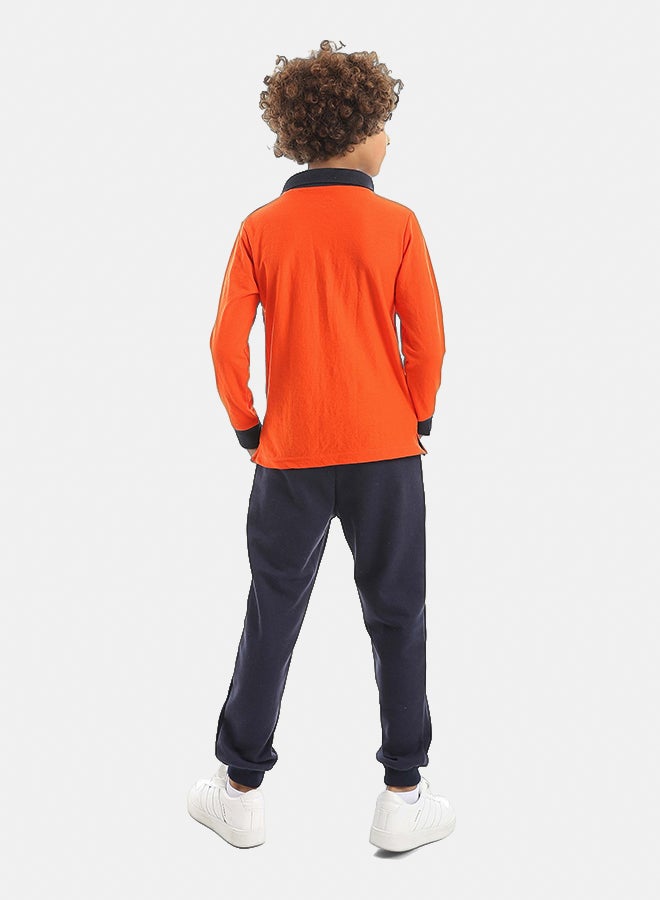 Red Circle Long Sleeve Polo Set & Pants Kids Unisex - Image 5