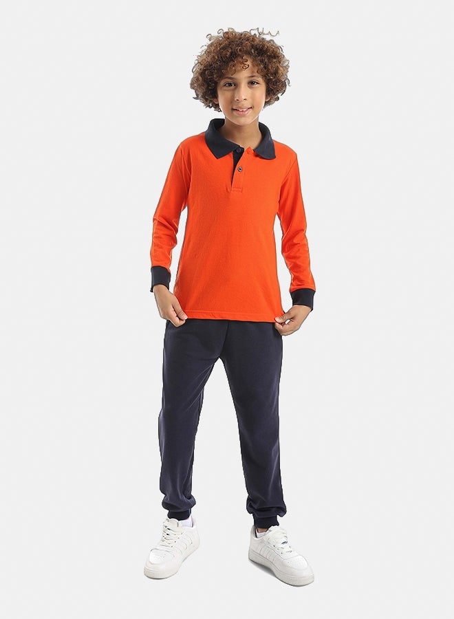 Red Circle Long Sleeve Polo Set & Pants Kids Unisex - Image 1