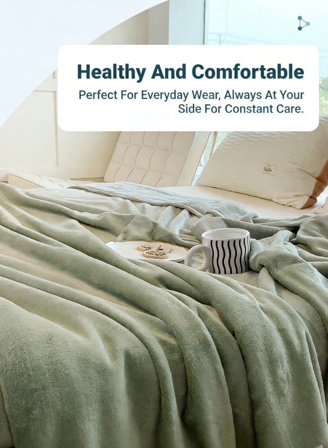 بطانية خفيفة الوزن، 1000 جرام، بطانية فائقة النعومة لجميع الفصول، بطانية للفراش والأريكة، خضراء 150 × 200 سم - Image 3