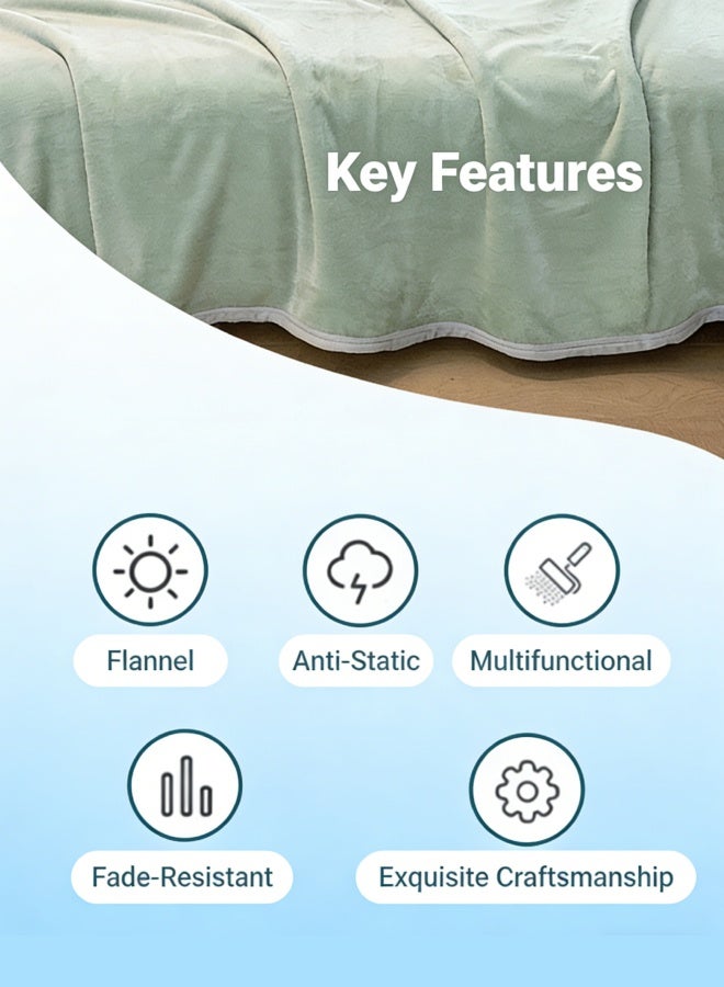 بطانية خفيفة الوزن، 1000 جرام، بطانية فائقة النعومة لجميع الفصول، بطانية للفراش والأريكة، خضراء 150 × 200 سم - Image 2