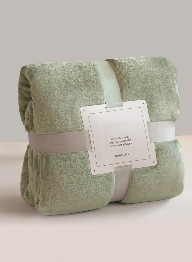 بطانية خفيفة الوزن، 1000 جرام، بطانية فائقة النعومة لجميع الفصول، بطانية للفراش والأريكة، خضراء 150 × 200 سم - Image 2