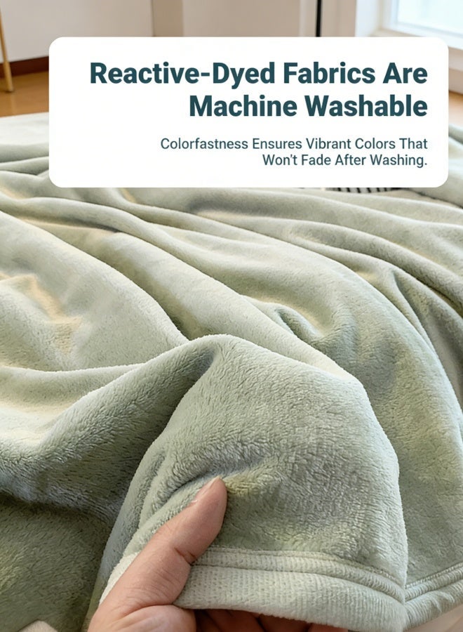 بطانية خفيفة الوزن، 1000 جرام، بطانية فائقة النعومة لجميع الفصول، بطانية للفراش والأريكة، خضراء 150 × 200 سم - Image 1