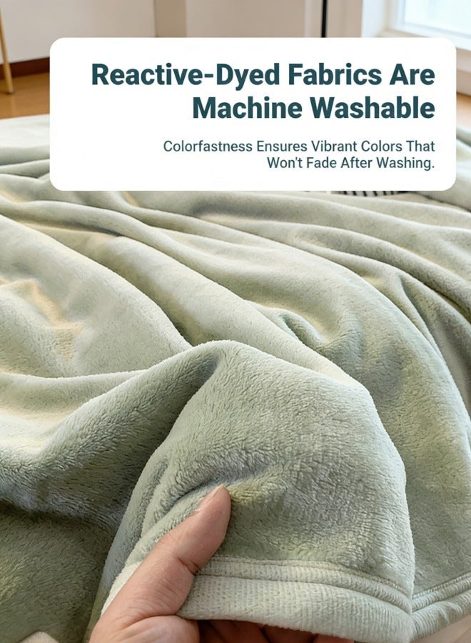 بطانية بوليستر صوفية 200×150 سم 1000 جم - ناعمة وقابلة للتنفس ومقاومة للكهرباء الساكنة والتلاشي - للاستخدام في الطائرة/المكتب/السيارة/الأريكة - خضراء - Image 2