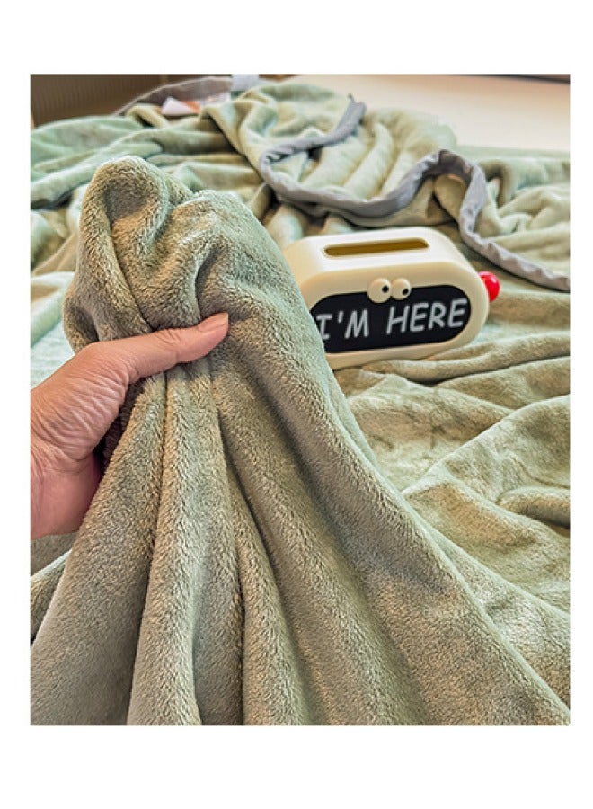 بطانية بوليستر صوفية 200×150 سم 1000 جم - ناعمة وقابلة للتنفس ومقاومة للكهرباء الساكنة والتلاشي - للاستخدام في الطائرة/المكتب/السيارة/الأريكة - خضراء - Image 4