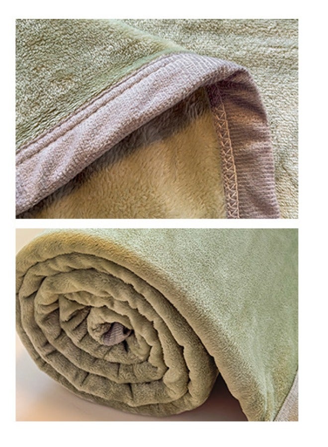 بطانية بوليستر صوفية 200×150 سم 1000 جم - ناعمة وقابلة للتنفس ومقاومة للكهرباء الساكنة والتلاشي - للاستخدام في الطائرة/المكتب/السيارة/الأريكة - خضراء - Image 5