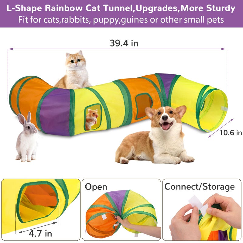 Retro Shaw 33Pcs Cat Toys, Large Cat Tunnels with Toys, Interactive Kitten Toys for Indoor Cats Kitty, Collapsible Cat Tube Tent Feather Wand Teaser Bell Fuzzy Ball Crinkly Springs Mouse - Image 3