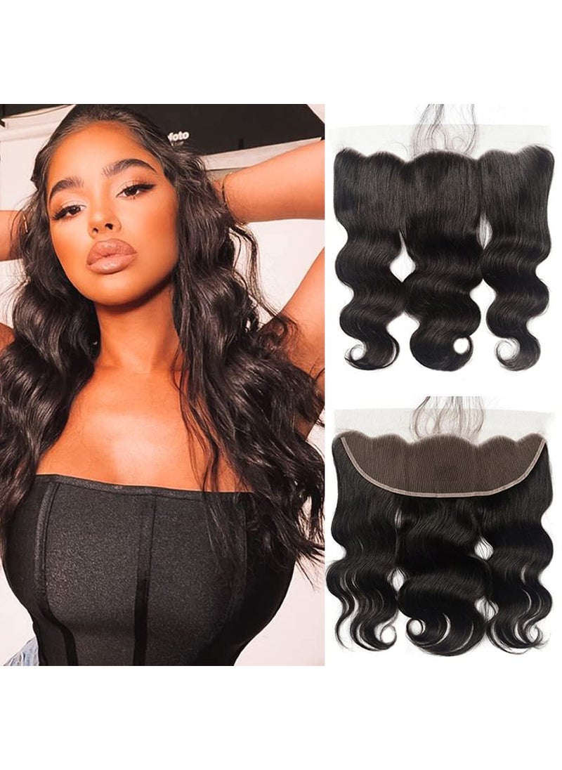 SAKALAKA - 13x4 Lace Frontal Body Wave Human HairSkinlike Real HD Lace FrontalEar to Ear Transparent Lace Frontal Unprocessed Brazilian Virgin Human Hair Pre Plucked 150 Density 14 Inch - Image 1