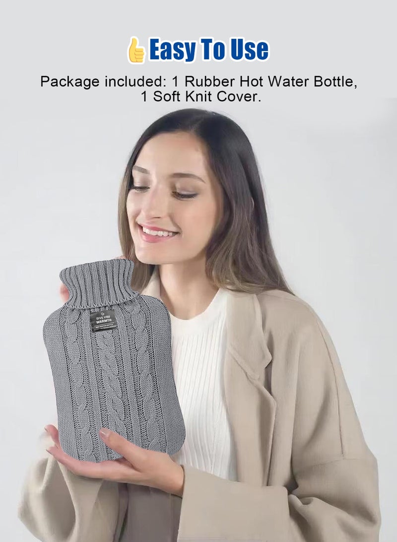 HomarKet Hot Water Bottle with Knitted Cover 2L Hot Water Bag for Hot and Cold Compress Hand Feet Warmer Ideal for Menstrual Cramps Neck and Shoulder Pain Relief - Image 5