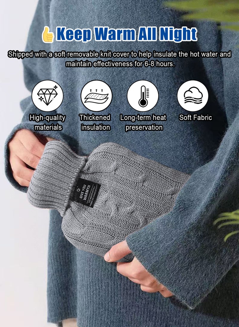HomarKet Hot Water Bottle with Knitted Cover 2L Hot Water Bag for Hot and Cold Compress Hand Feet Warmer Ideal for Menstrual Cramps Neck and Shoulder Pain Relief - Image 3